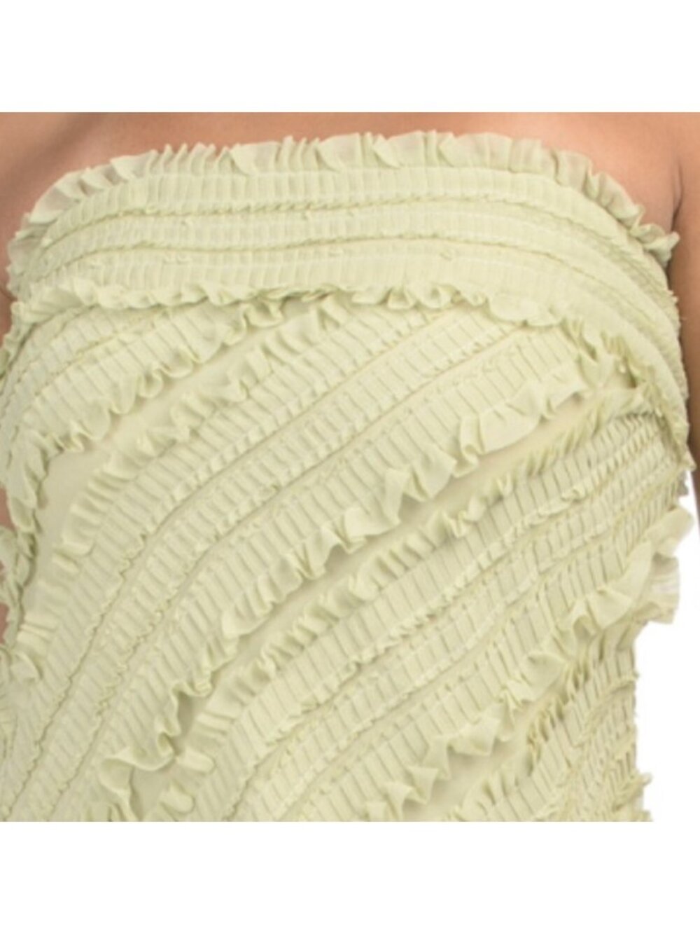 ENDLESS ROSE Strapless Ruffled Maxi Dress Pistachio - Picture 3 of 4